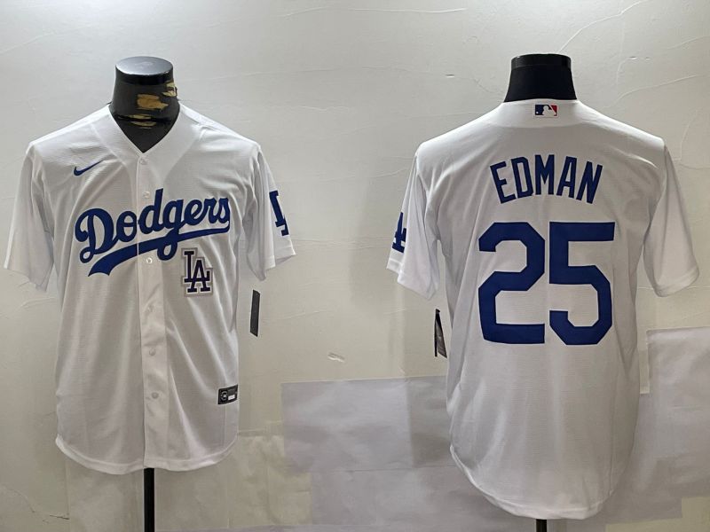 Men Los Angeles Dodgers #25 Edman White Game 2024 Nike MLB Jersey style 11206